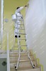 Шарнирная телескопическая лестница KRAUSE с перекладинами и 4 удлинителями боковин